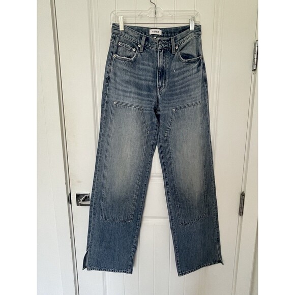 PISTOLA High Rise Wide Leg Jeans Denim Size 26 with patch panel and slide slits - Picture 1 of 8
